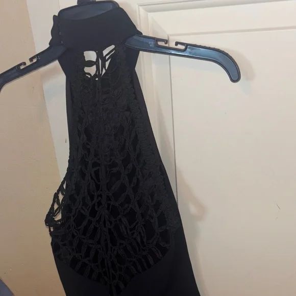 Elegant Black Halter Dress lace back high neck 6 - Picture 3 of 5